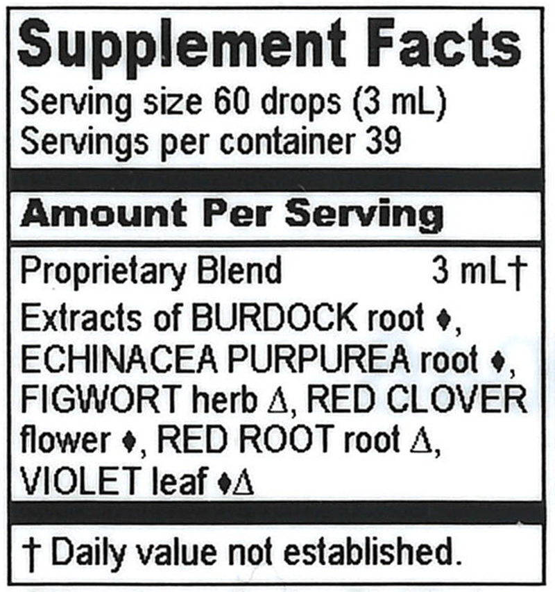 Burdock/Red Root Compound (Herbalist Alchemist) 4oz Supplement Facts