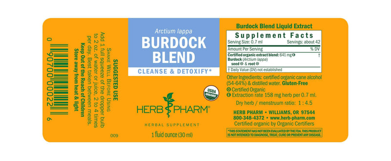 Burdock Blend  (Herb Pharm) Label