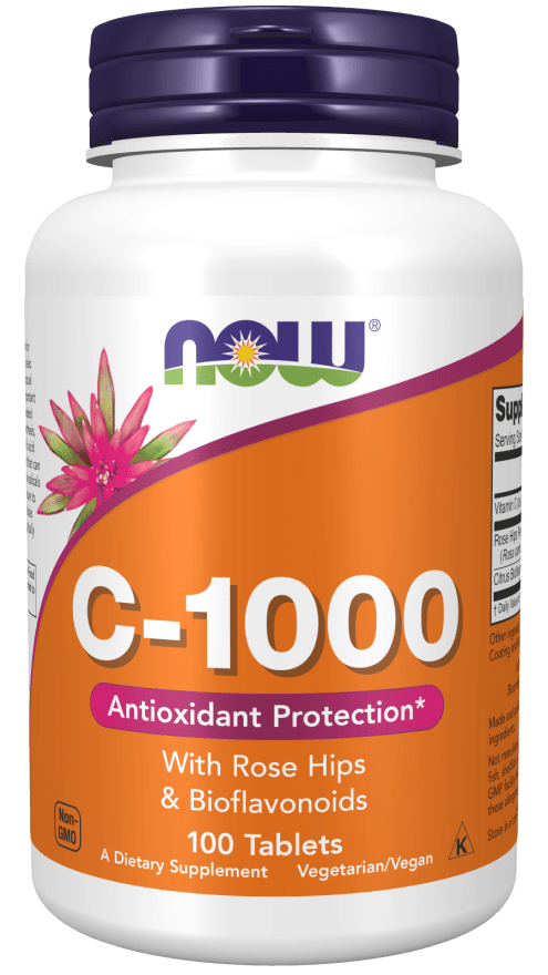 C-1000 with Rose Hips 100 Tablets (NOW) Front