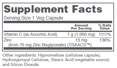 C-1000 + Zinc-15 (Protocol for Life Balance) Supplement Facts
