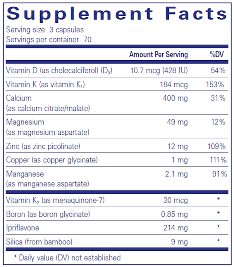 +CAL+ With Ipriflavone 210 Caps Pure Encapsulations Supplement Facts