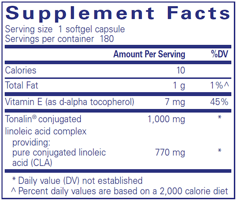 CLA 1000 Mg (Pure Encapsulations) 180ct Supplement Facts