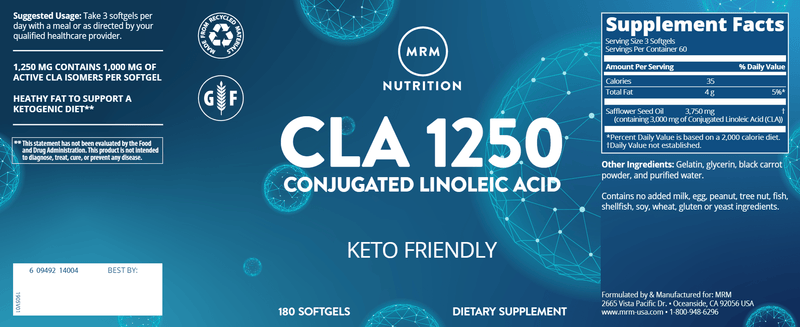 CLA 1250 mg (Metabolic Response Modifier) Label
