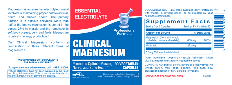 CLINICAL MAGNESIUM (Anabolic Laboratories) Label