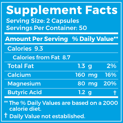 Cal-Mag Butyrate (BodyBio) 100ct Supplement Facts
