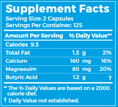 Cal-Mag Butyrate (BodyBio) 250ct Supplement Facts