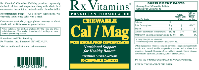 Cal/Mag (Rx Vitamins) Label