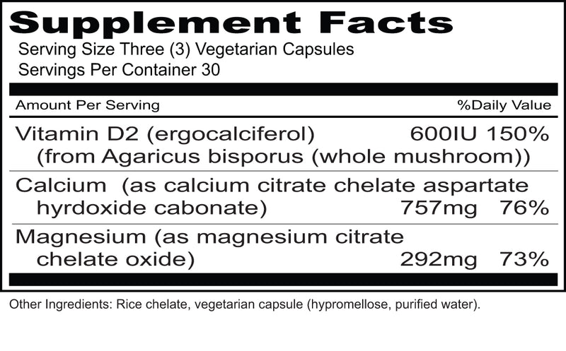 Cal-Mag + Vitamin D2 (Priority One Vitamins) Supplement Facts