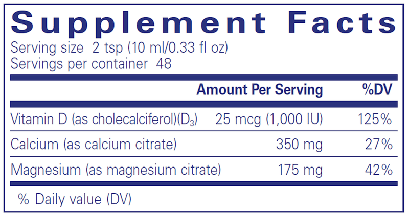 Cal Mag D Liquid 480 ml Pure Encapsulations Supplement Facts