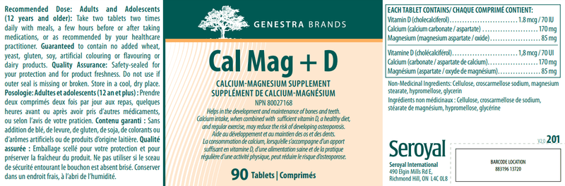 cal mag + d | cal mag plus d genestra label
