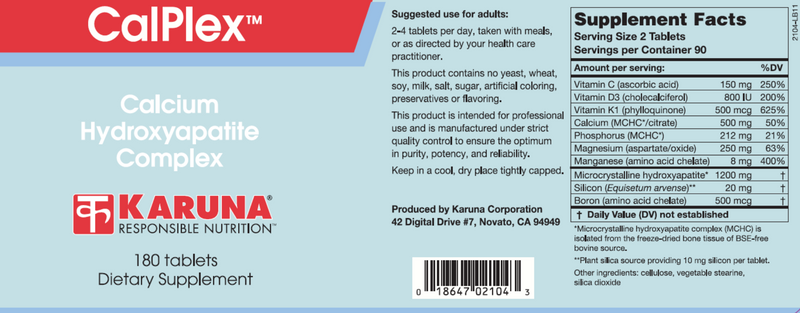 CalPlex 600 mg (Karuna Responsible Nutrition) Label