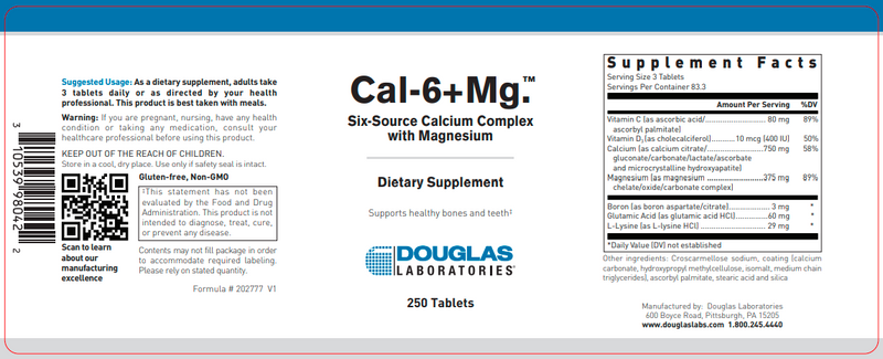Cal-6+MG. ™ (Douglas Labs) label