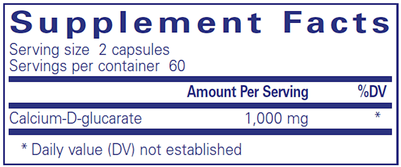 Calcium-D-Glucarate 120 Caps Pure Encapsulations Supplement Facts