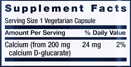 Calcium D-Glucarate (Life Extension) Supplement Facts