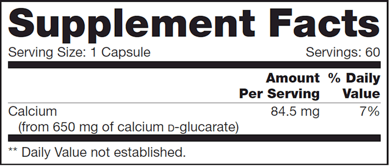 Calcium D-Glucarate SAP (NFH Nutritional Fundamentals) Supplement Facts