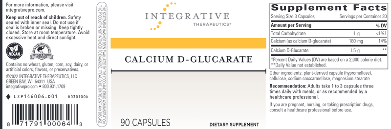 Calcium D-Glucarate (Integrative Therapeutics) Label
