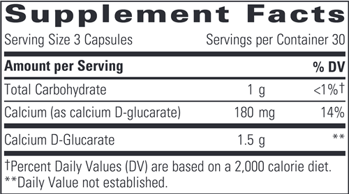 Calcium D-Glucarate (Integrative Therapeutics) Supplement Facts