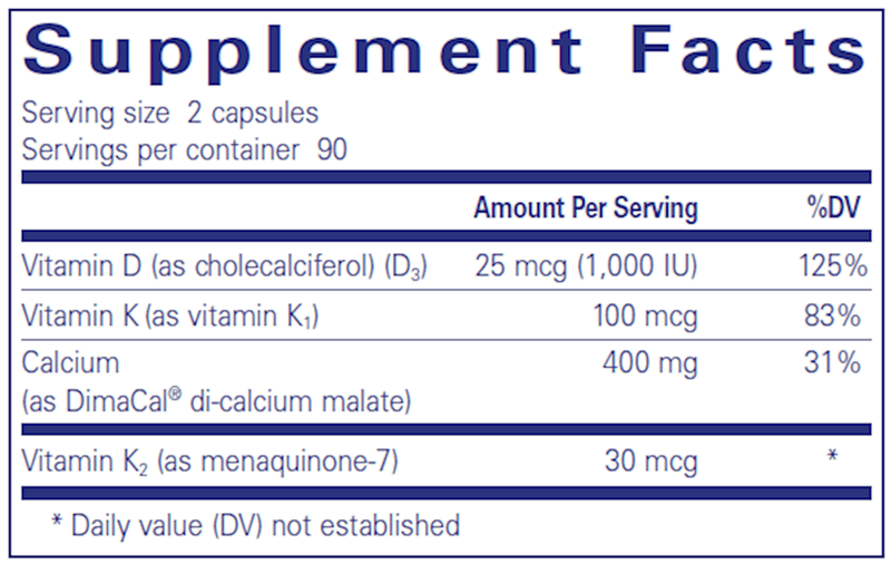 Calcium K/D (Pure Encapsulations) Supplement Facts