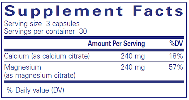 Calcium Magnesium (citrate) 90 Caps Pure Encapsulations Supplement Facts