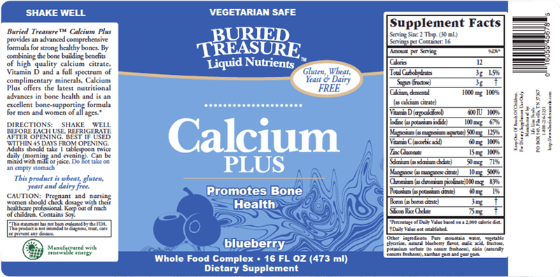 Calcium Plus Blueberry Buried Treasure Label