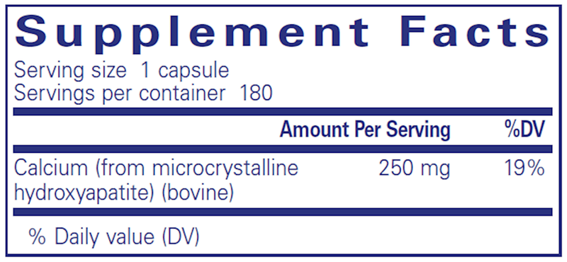 Calcium MCHA Pure Encapsulations Supplement Facts