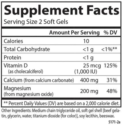 Calcium & Magnesium (Carlson Labs) Supplement Facts