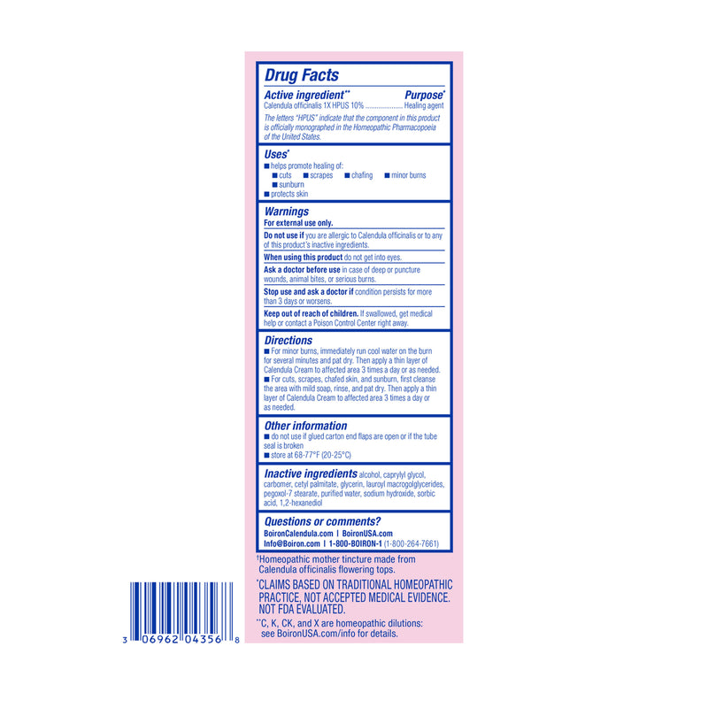 Calendula Cream (Boiron) Drug Facts