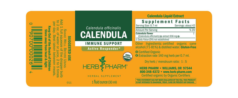 Calendula Immune Support (Herb Pharm) Label