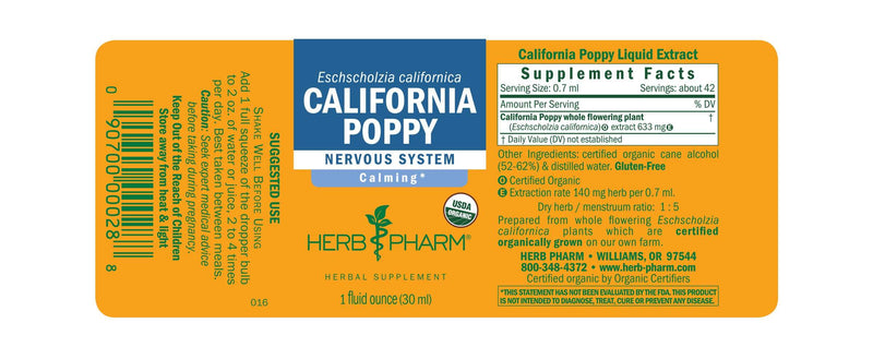California Poppy (Herb Pharm) Label