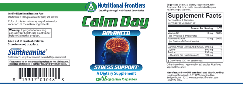 Calm Day 120ct (Nutritional Frontiers) Label