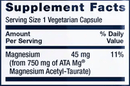 calm-mag magnesium acetyl taurinate (life extension) supplement facts