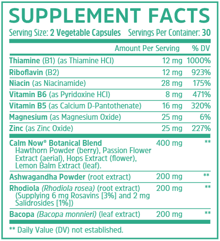 Calm Now (ZHOU Nutrition) Supplement Facts