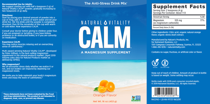 Calm Orange (Natural Vitality) Label