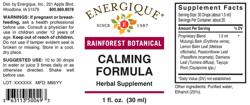 Calming Formula (Energique) Label