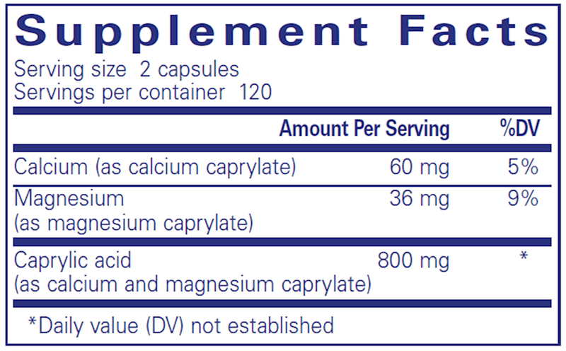 Caprylic Acid 120 Caps Pure Encapsulations Supplement Facts