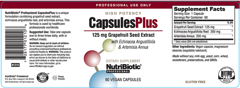 Capsules Plus (Nutribiotic Inc) Label