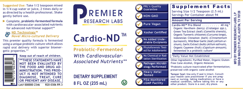 Cardio-ND Premier (Premier Research Labs) Label