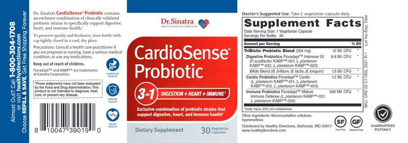 CardioSense Probiotic (Dr. Sinatra) Label