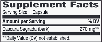 Cascara Sagrada 270 mg (Nature's Way) Supplement Facts