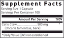 cat's claw douglas labs supplement facts