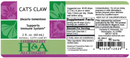 cat's claw extract (herbalist alchemist) label