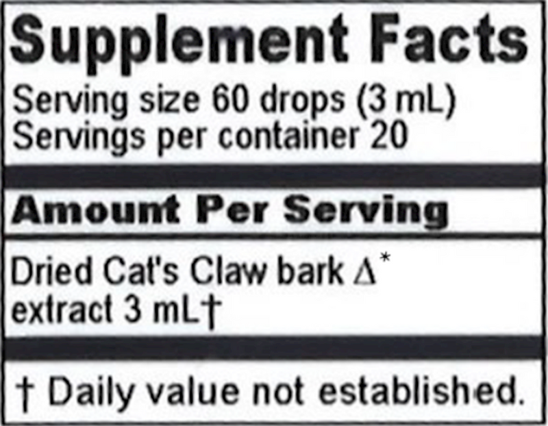 Cat's Claw Extract (Herbalist Alchemist) Supplement Facts