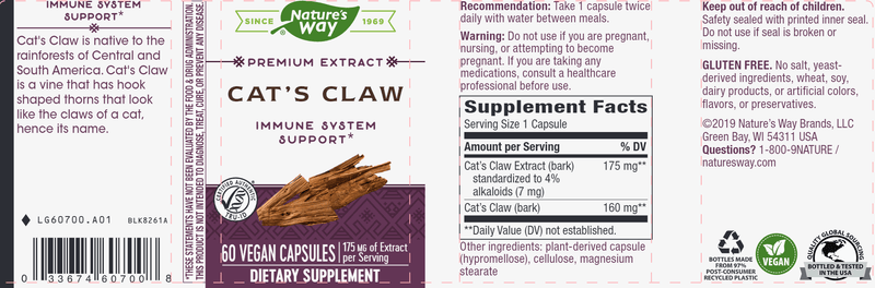 Cat's Claw (Nature's Way) Label