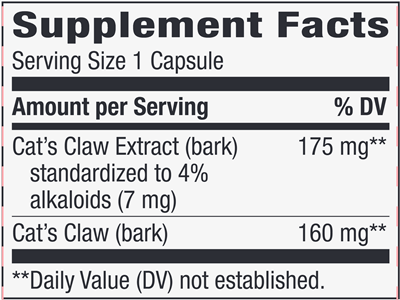 Cat's Claw (Nature's Way) Supplement Facts