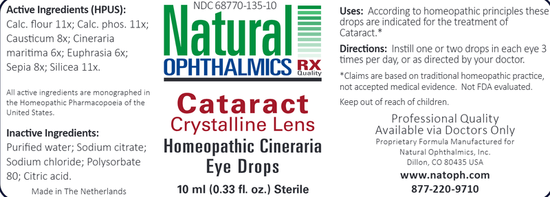 Cataract Crystalline Lens Eye Drops (Natural Ophthalmics, Inc) Label