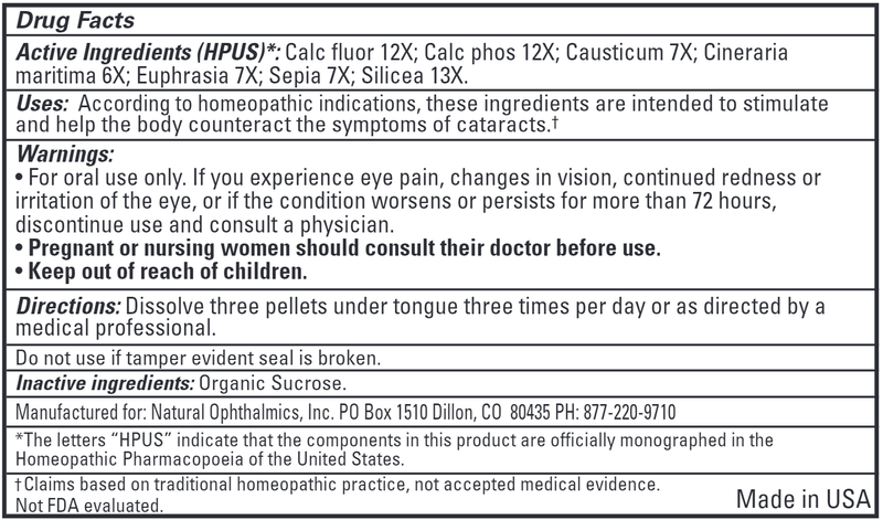 Cataract with Cineraria Pellets (Natural Ophthalmics, Inc) Drug Facts