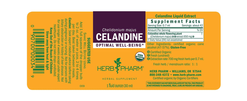 Celandine (Herb Pharm) Label
