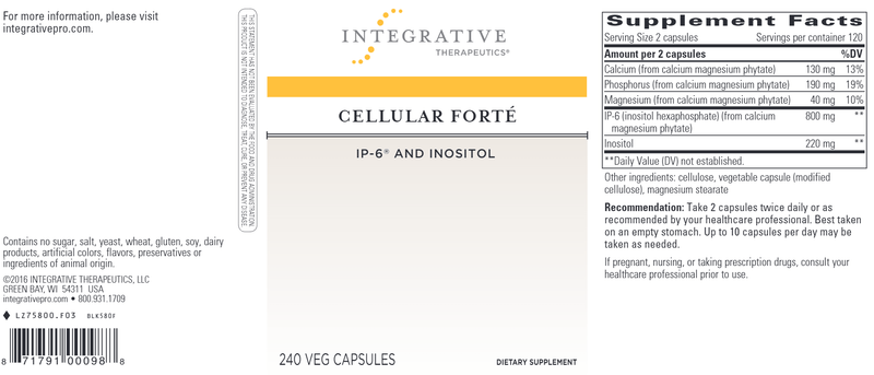 Cellular Forte IP-6 & Inositol (Integrative Therapeutics) 240ct Label