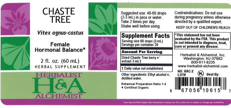 Chaste Tree Extract (Herbalist Alchemist) Label