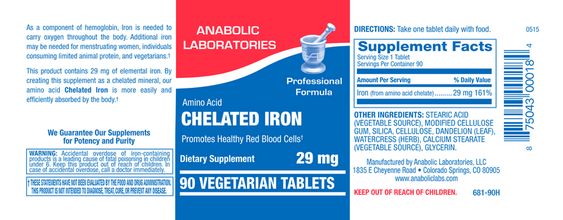 Chelated Iron (Anabolic Laboratories) Label